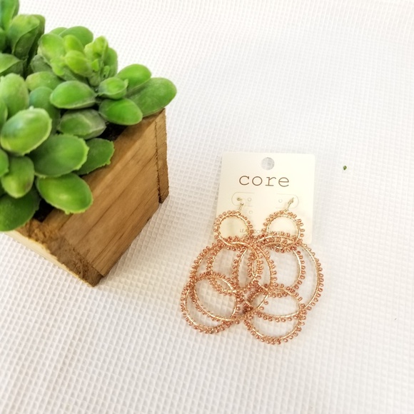 Rose Gold Multi Hoop Dangle Beaded Earrings 3060 - Picture 2 of 8